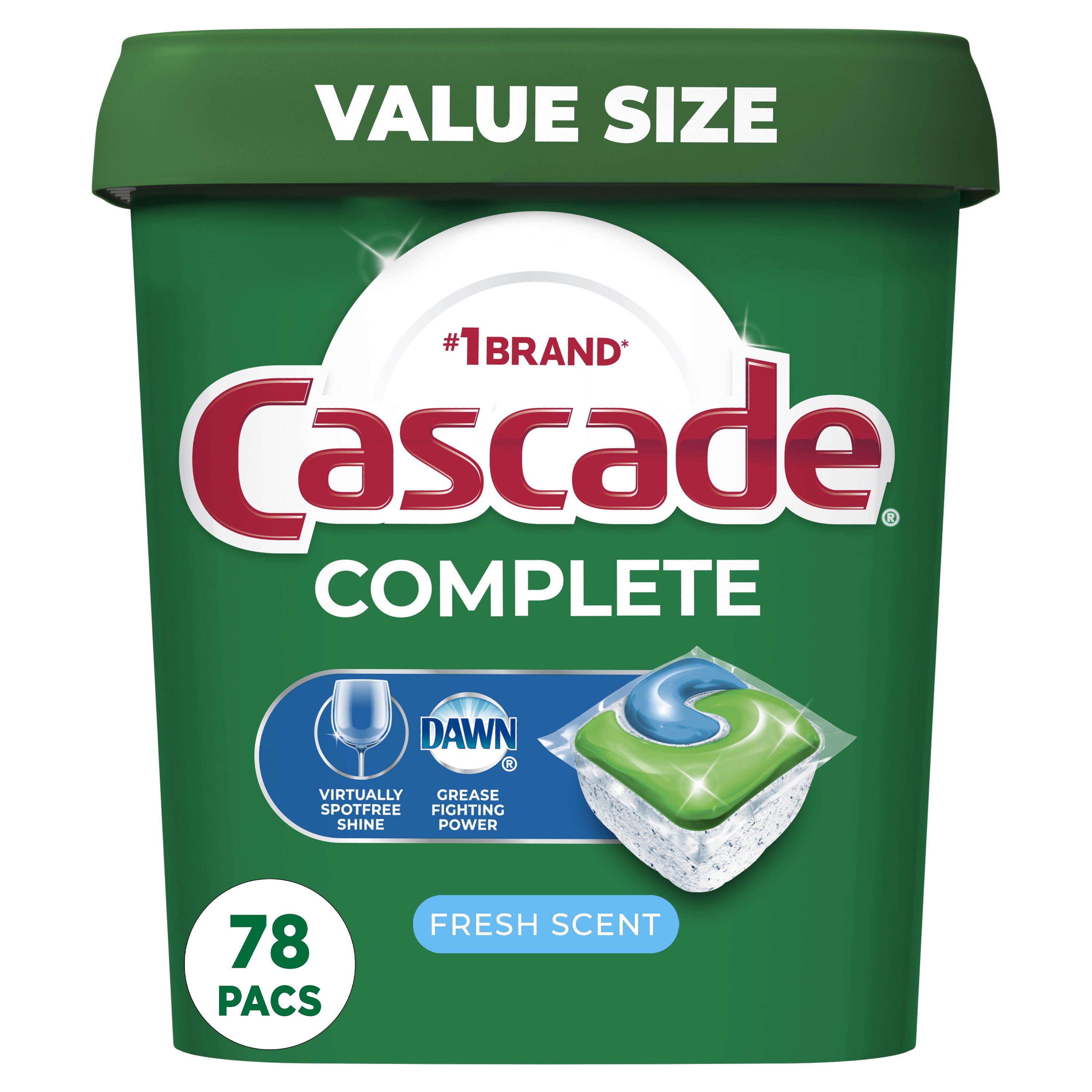 Complete Dishwasher Pods, Action Pacs Dishwasher Detergent, Dishwasher Tabs, Fresh, 78 Count