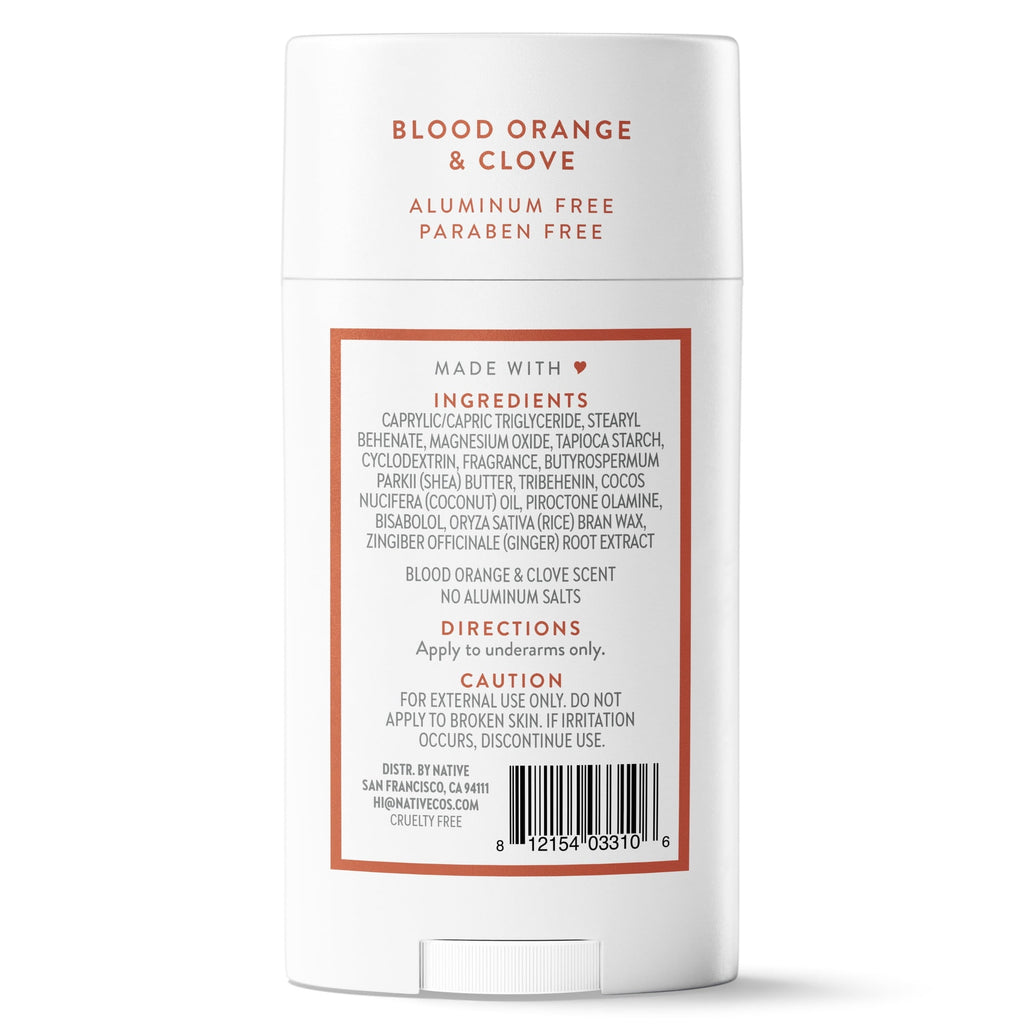 Aluminum Free Deodorant For Women, 72 Hour Solid Deodorant Stick, Blood Orange & Clove, 2.65oz