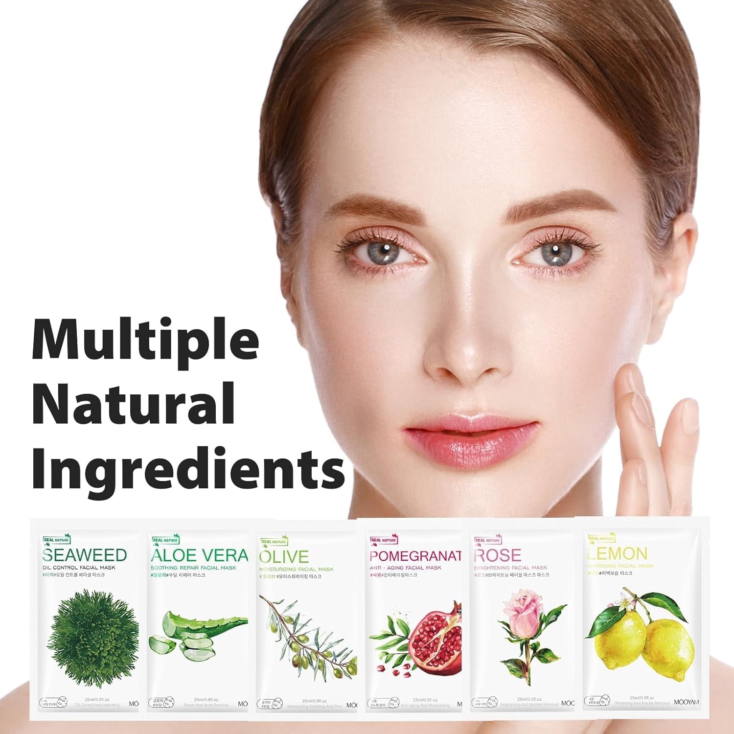 11 Pack Fruit Moisturizing Facial Mask Sheet, Rich in Fruit Essence Face Mask to Brighten and Hydrate Dull Skin