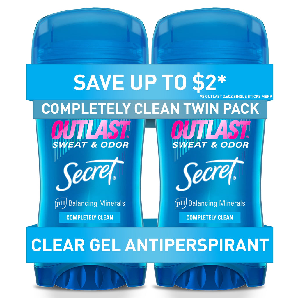 Antiperspirant Deodorant, Outlast Gel, Completely Clean, 2.6 oz, 2 Pack