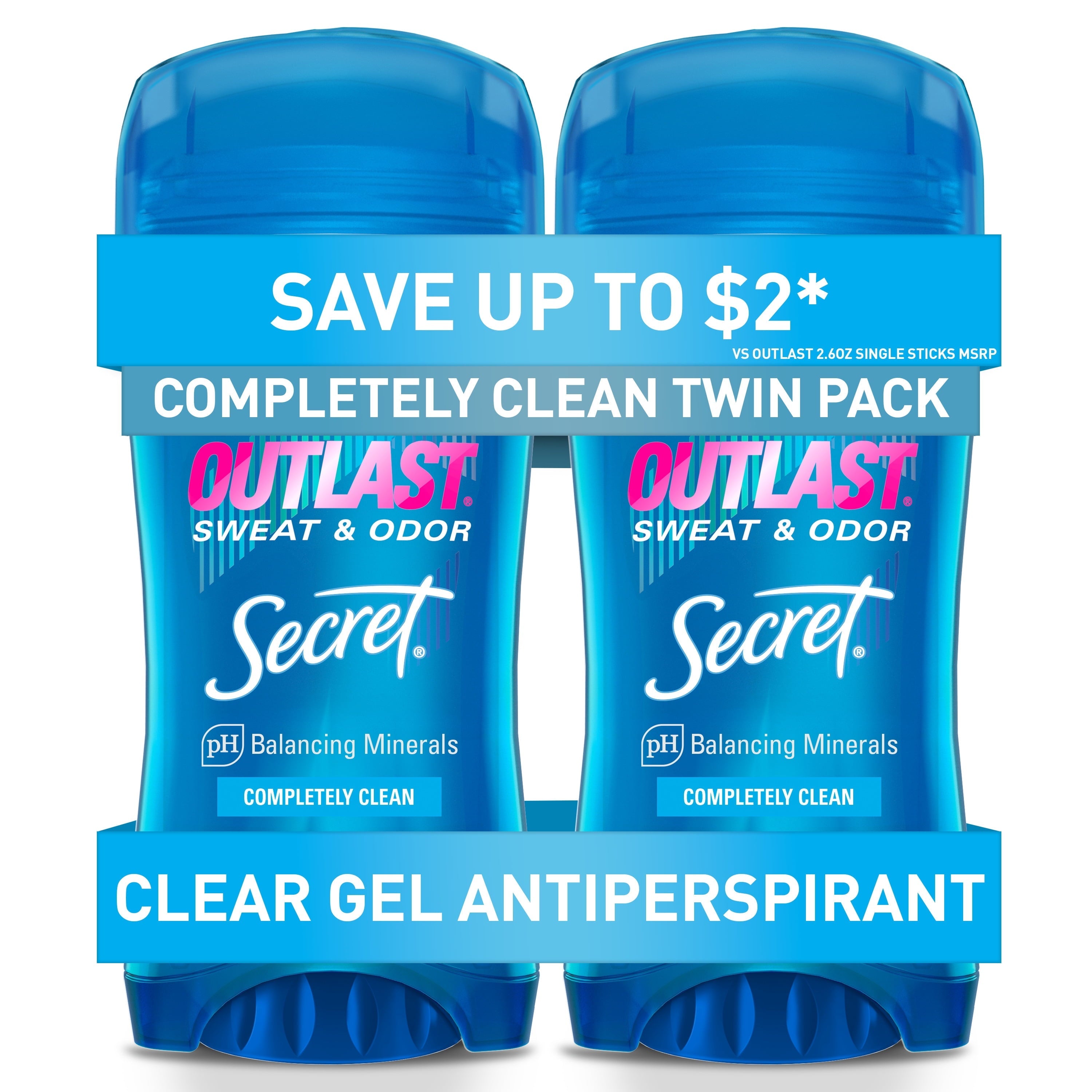 Antiperspirant Deodorant, Outlast Gel, Completely Clean, 2.6 oz, 2 Pack