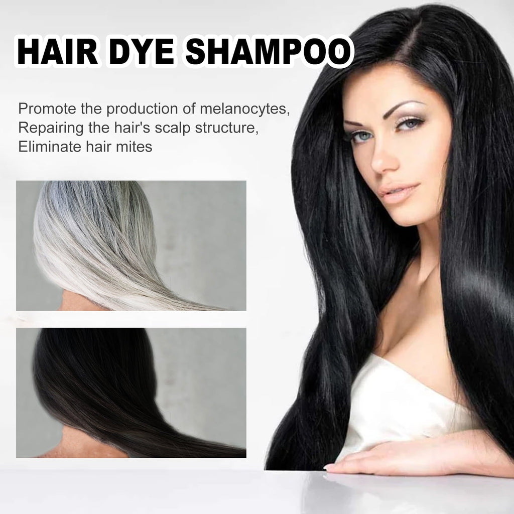 Black Hair Shampoo Organic Natural Plant Hair Dye Plant Essence Permanent Black Hair Color Dye Shampoo for Women Men Cover Gray White Hair