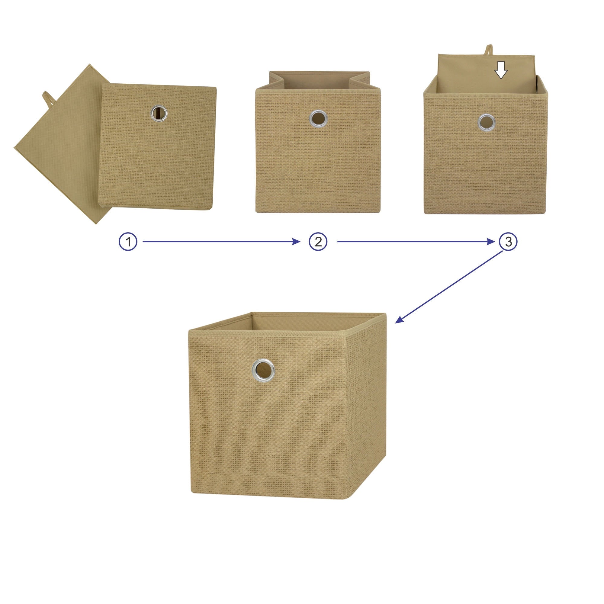 Collapsible Fabric Cube Storage Bins (10.5" x 10.5"), Blue Cove, 4 Pack