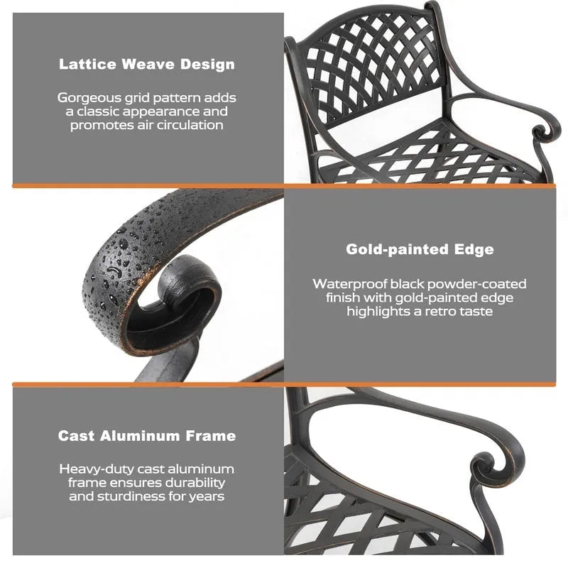 Outdoor 2 Piece Cast Aluminum Bistro Chairs