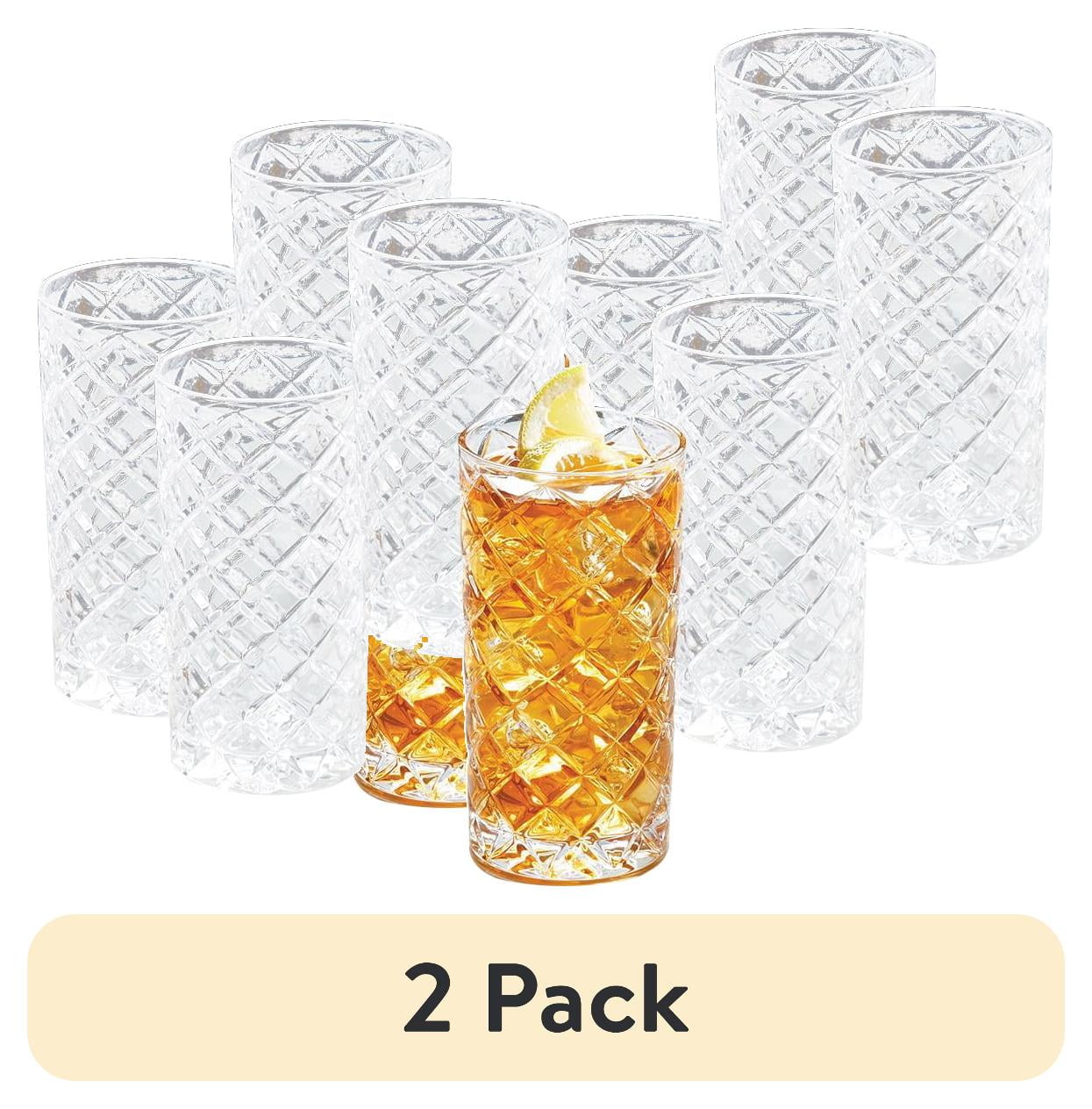 Better Homes & Gardens Diamond Cut Tumbler Clear Drinking Glass, 8 Pack