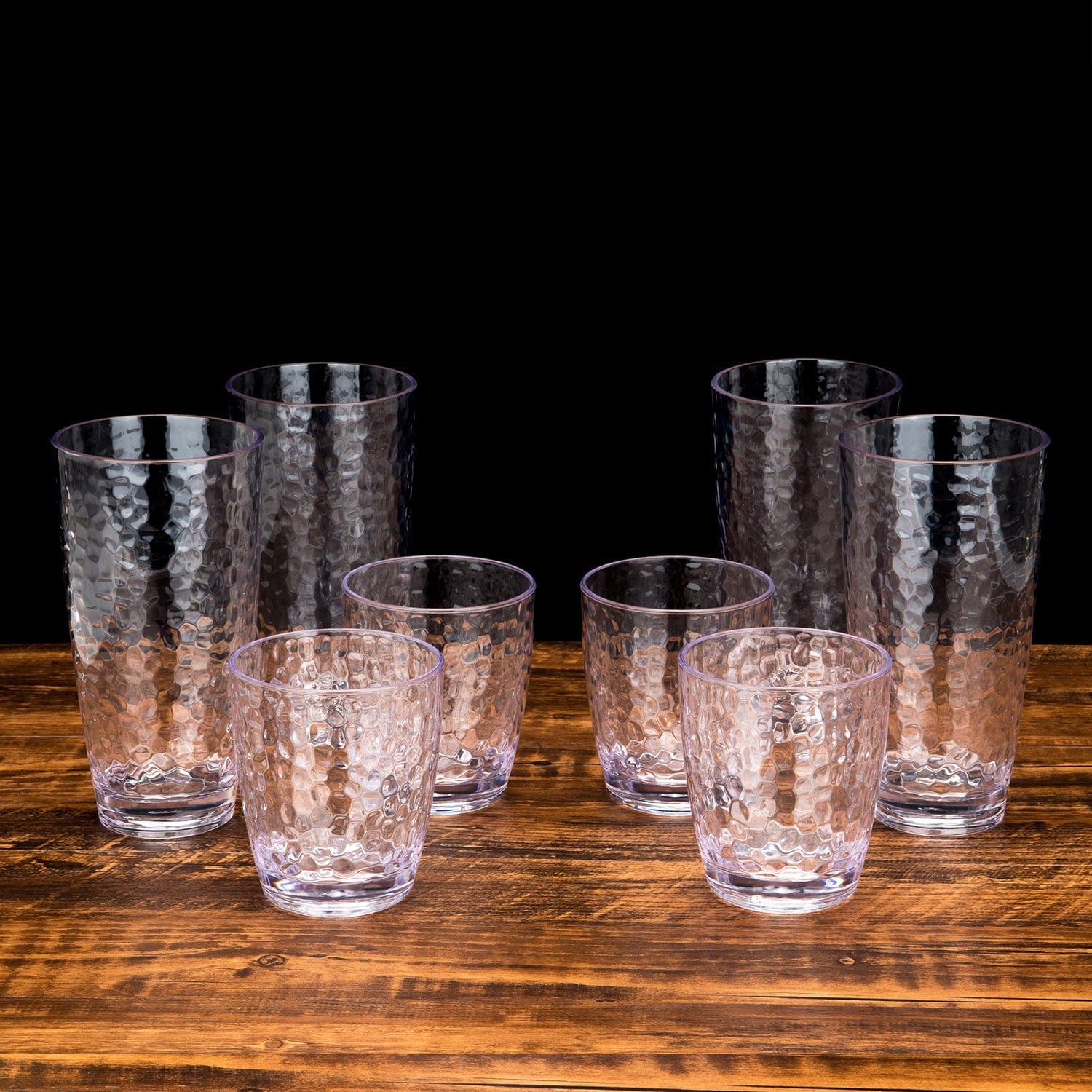 26-Ounce Large Acrylic Glasses Plastic Tumbler/Drinking Cups,Set of 6 Multi-Hammered Style,BPA Free