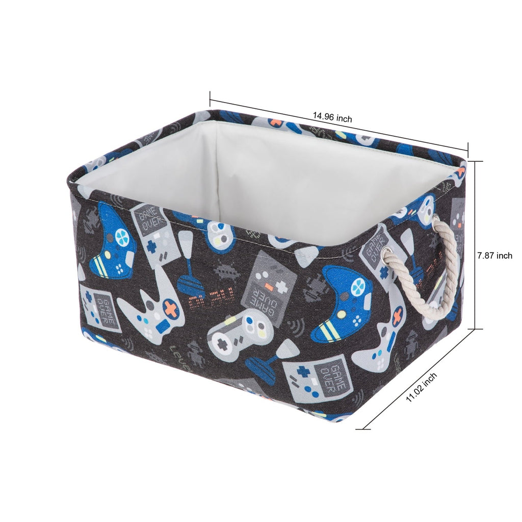 Kids Butterfly Canvas Storage Basket with Handles, 15 in x 11 in x 7.8 in