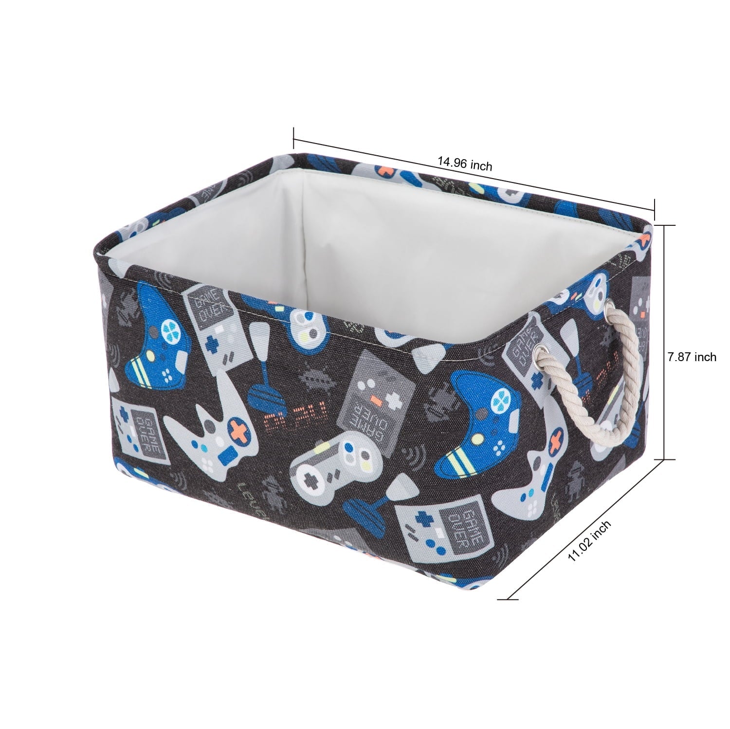 Kids Butterfly Canvas Storage Basket with Handles, 15 in x 11 in x 7.8 in