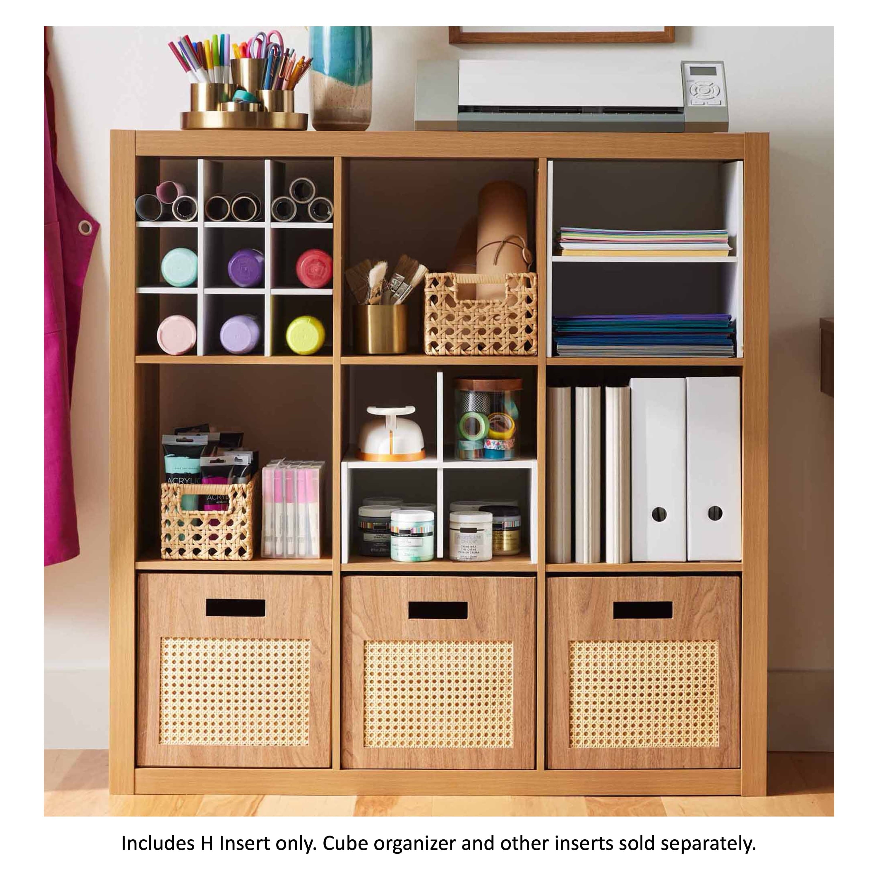 Better Homes & Gardens H Shelf Insert for Cube Organizers, Tobacco Oak