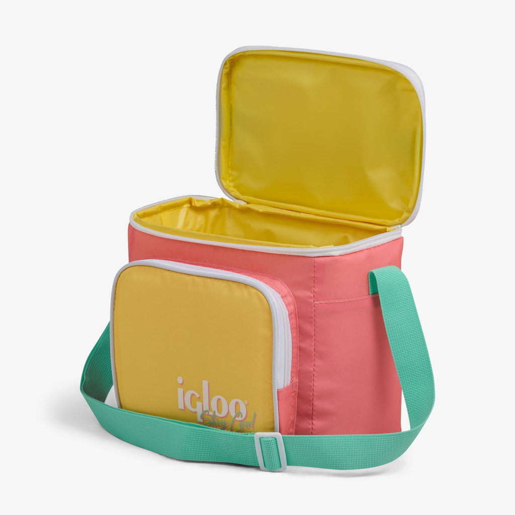 Igloo 9 can Retro Square Lunch Cooler Bag, Lilac Breeze and Light Blue