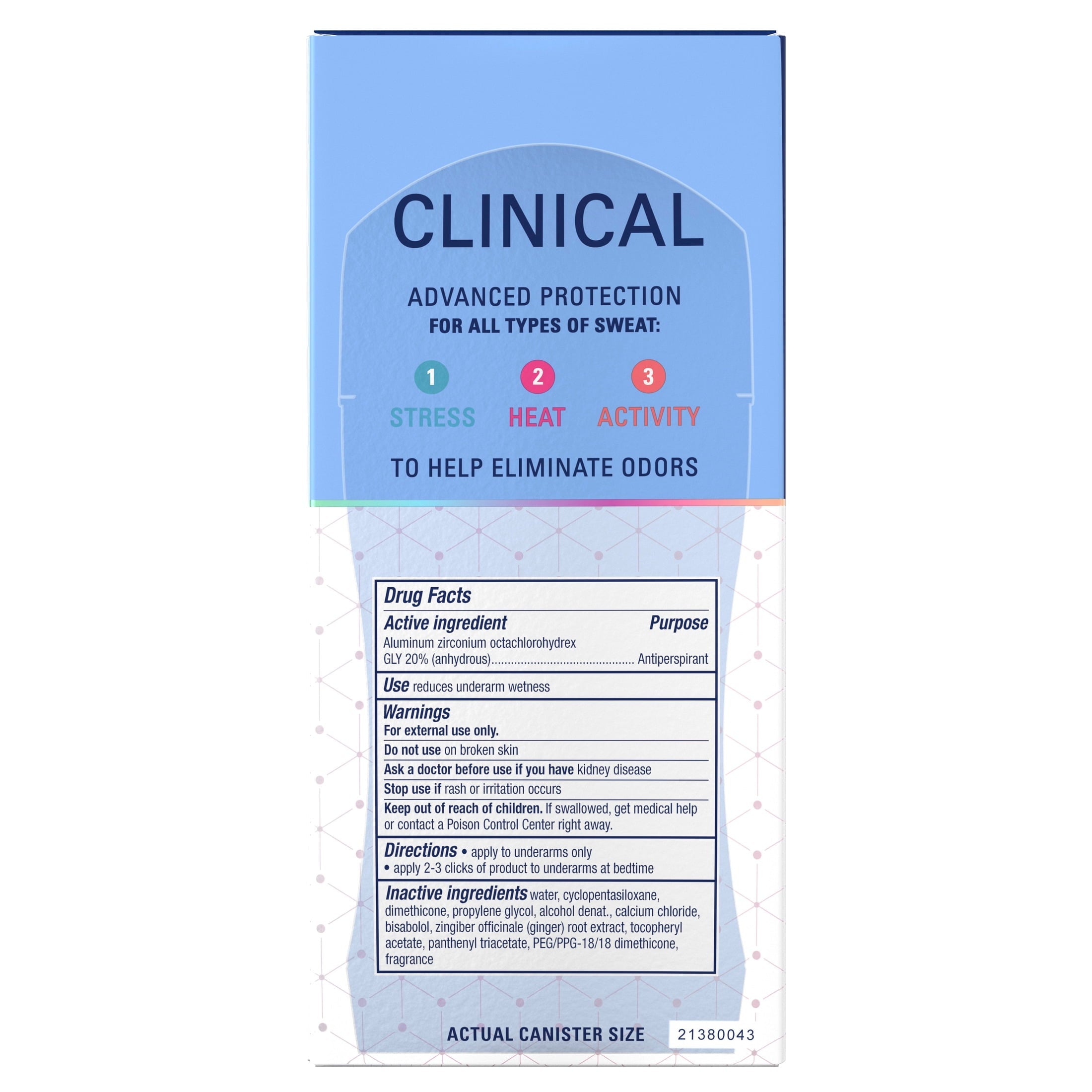 Clinical Antiperspirant Deodorant for Women, 100HR Sweat & Odor Protection, Pro-Hyaluronic Acid, Clear Gel, Clean Lavender, 2.6oz
