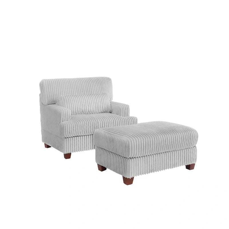 Oversized Chaise Longue Accent Chair with Ottoman