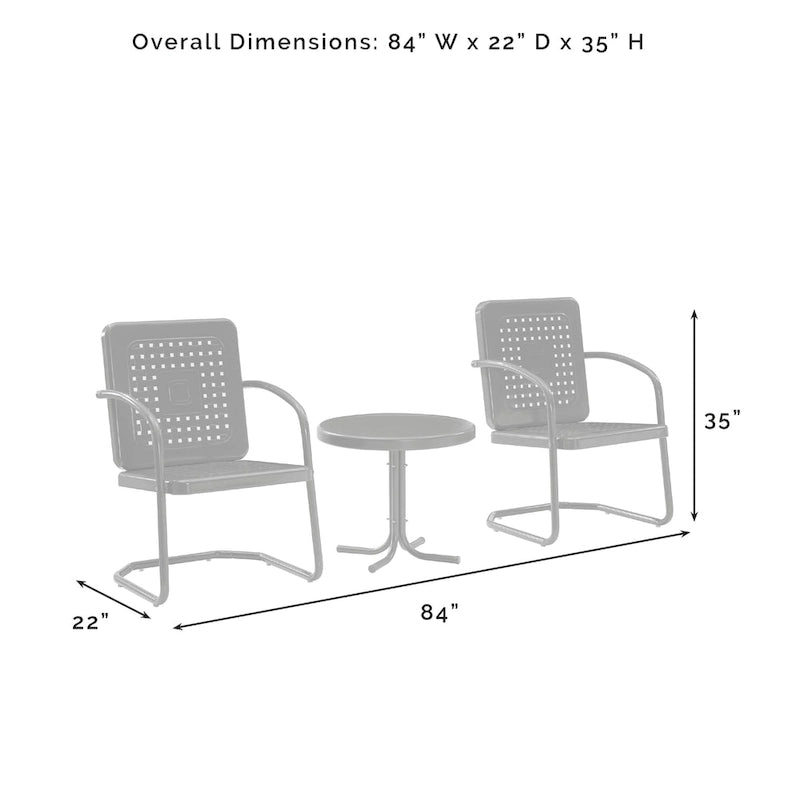 Crosley Bates 3Pc Outdoor Metal Chair Set - 22x84x35