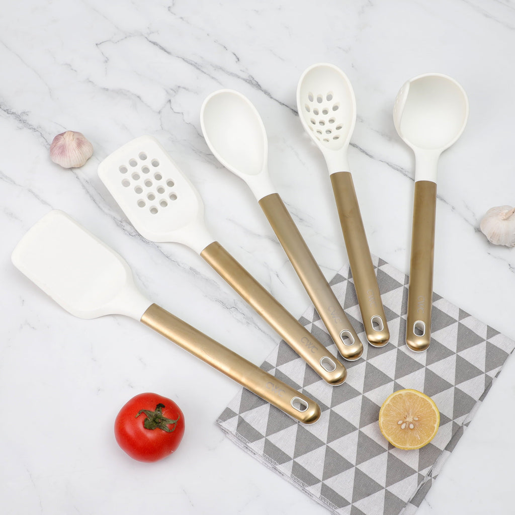 5-Piece Stainless Steel & Silicone Utensil Set – & Nonstick Safe
