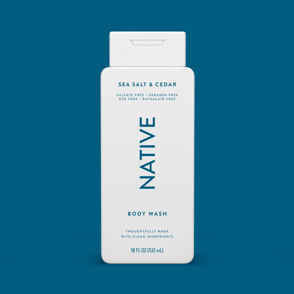 Body Wash, Sea Salt & Cedar, Sulfate Free, Naturally Derived Ingredients, 24hr Freshness, for Women & Men, 18 fl oz