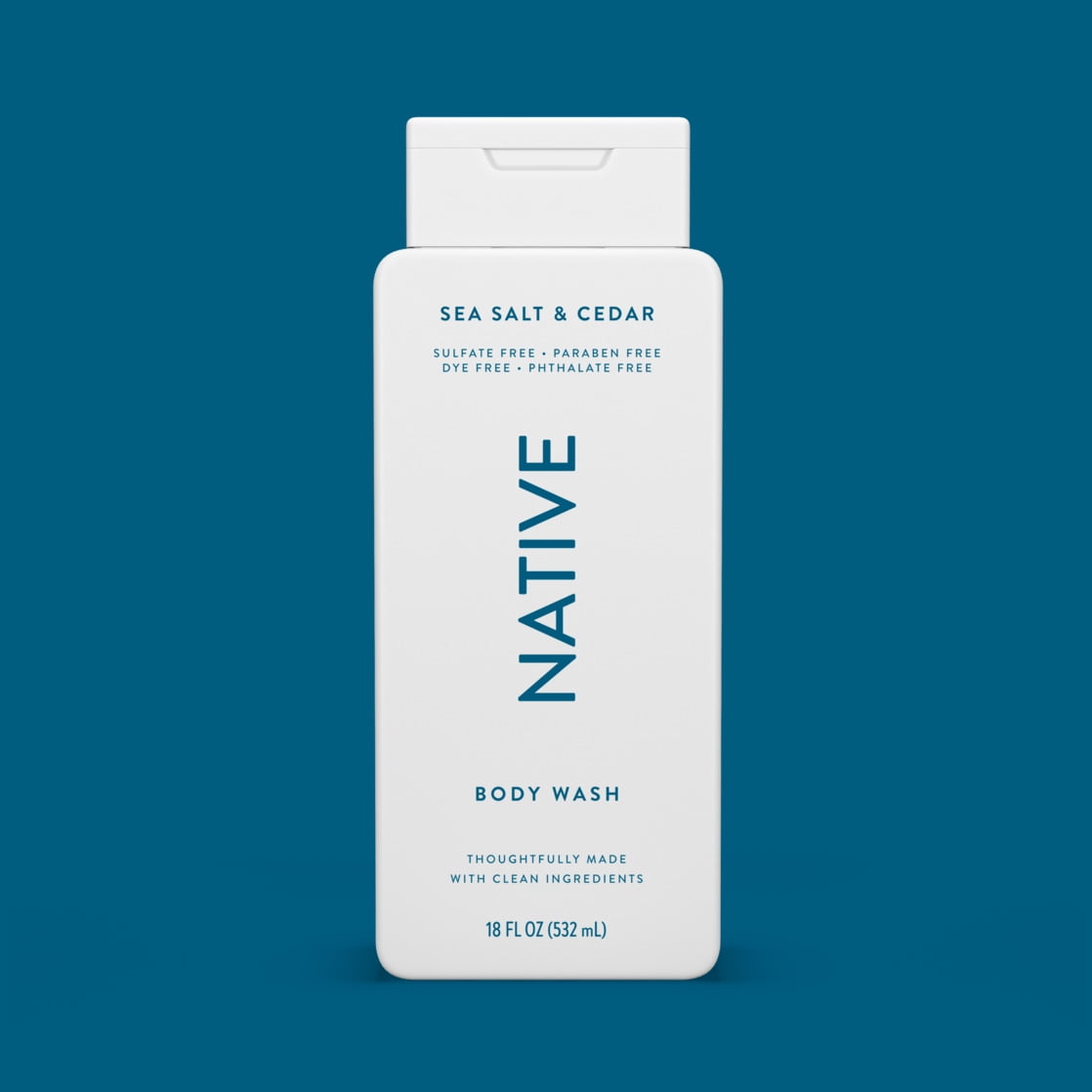 Body Wash, Sea Salt & Cedar, Sulfate Free, Naturally Derived Ingredients, 24hr Freshness, for Women & Men, 18 fl oz