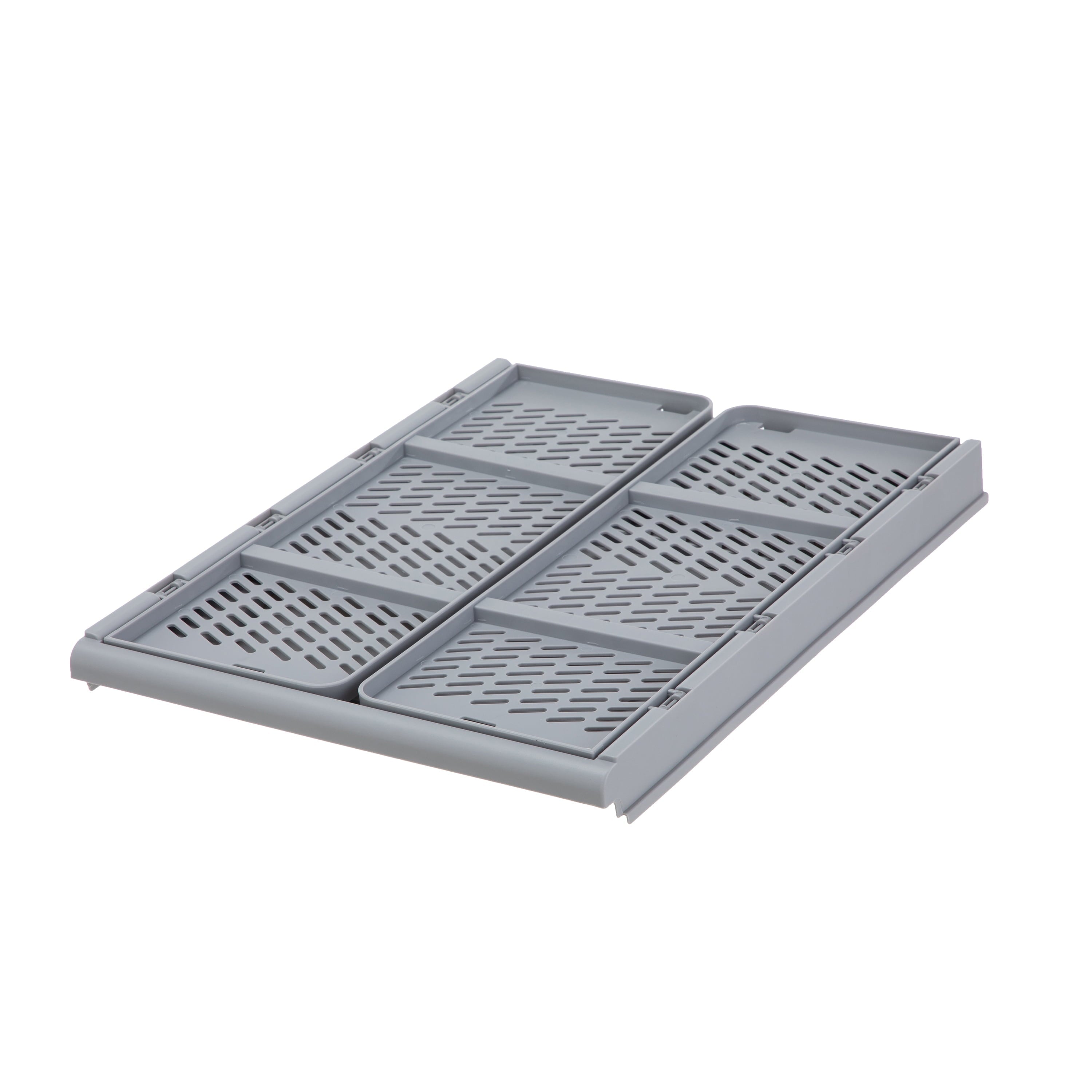 Kids Collapsible Stacking Plastic Storage Bin, Grey, 13 in x 17 in x 1.3 in