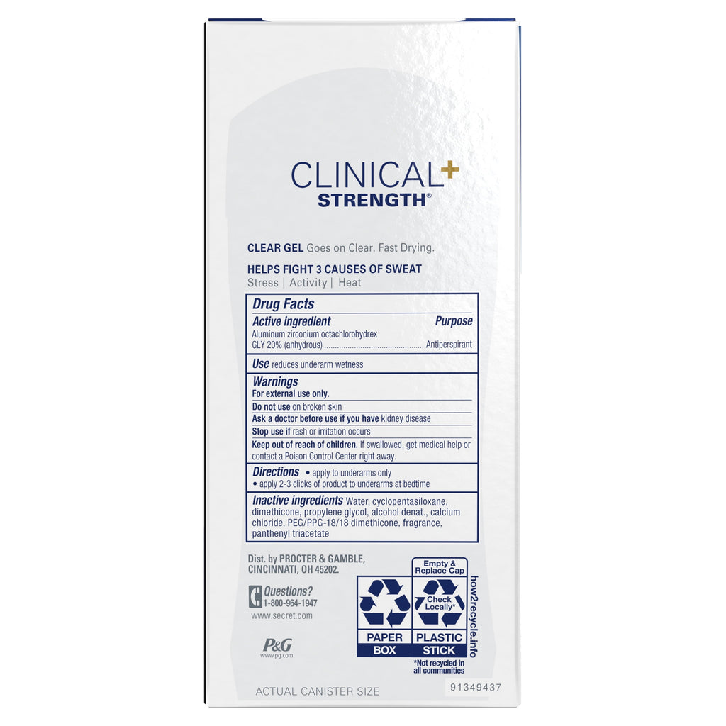 Clinical Antiperspirant Deodorant for Women, 100HR Sweat & Odor Protection, Pro-Hyaluronic Acid, Clear Gel, Clean Lavender, 2.6oz