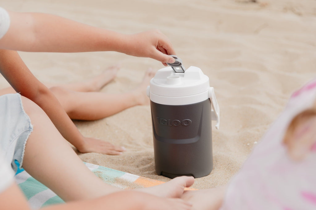 1/2 Gallon Sports Beverage Plastic Jug with Hooks, Gray