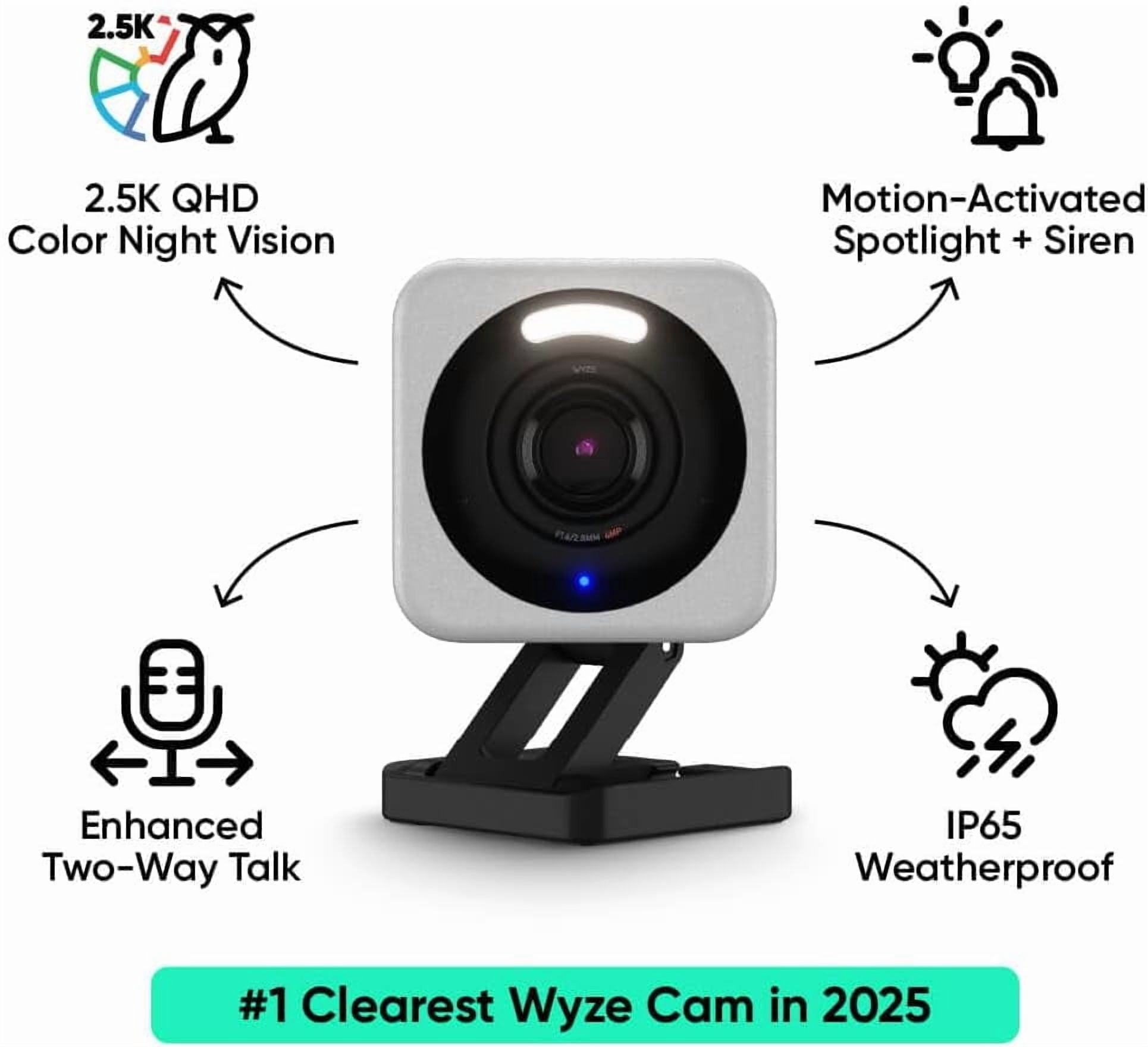 Cam v4 2.5K QHD Wi-Fi Indoor/Outdoor Smart Home Security Camera with Color Night Vision, Motion-Activated Spotlight, and 2-Way Audio