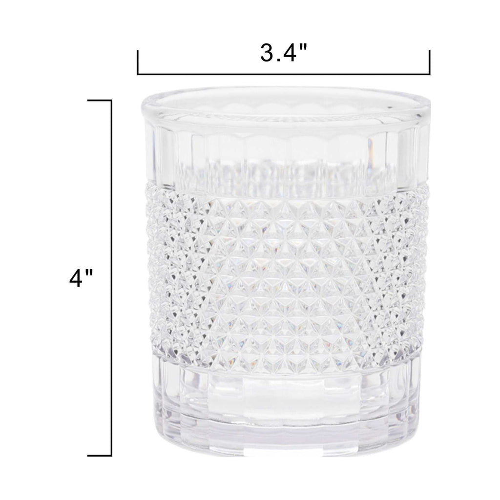 14-Ounce Short Acrylic Diamond Texture Tumbler, Clear