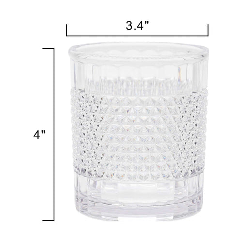 14-Ounce Short Acrylic Diamond Texture Tumbler, Clear