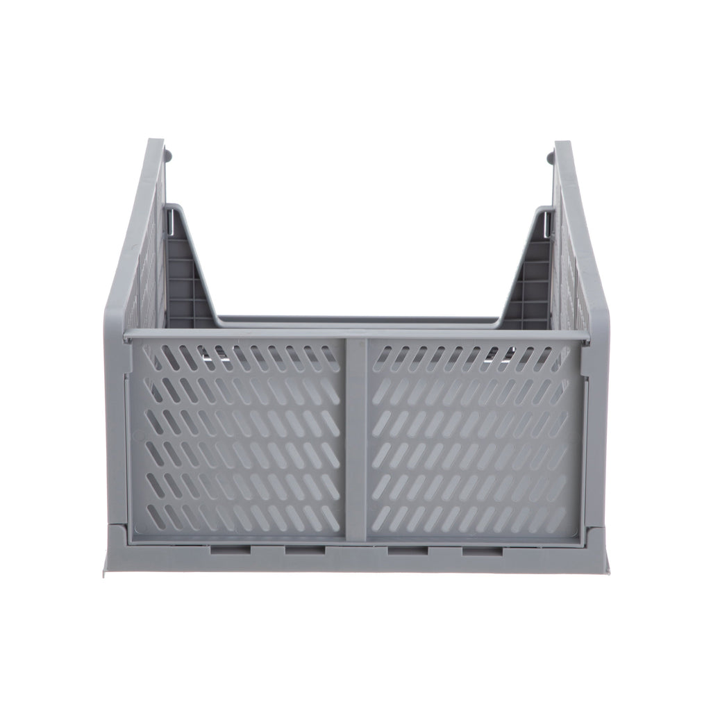 Kids Collapsible Stacking Plastic Storage Bin, Grey, 13 in x 17 in x 1.3 in