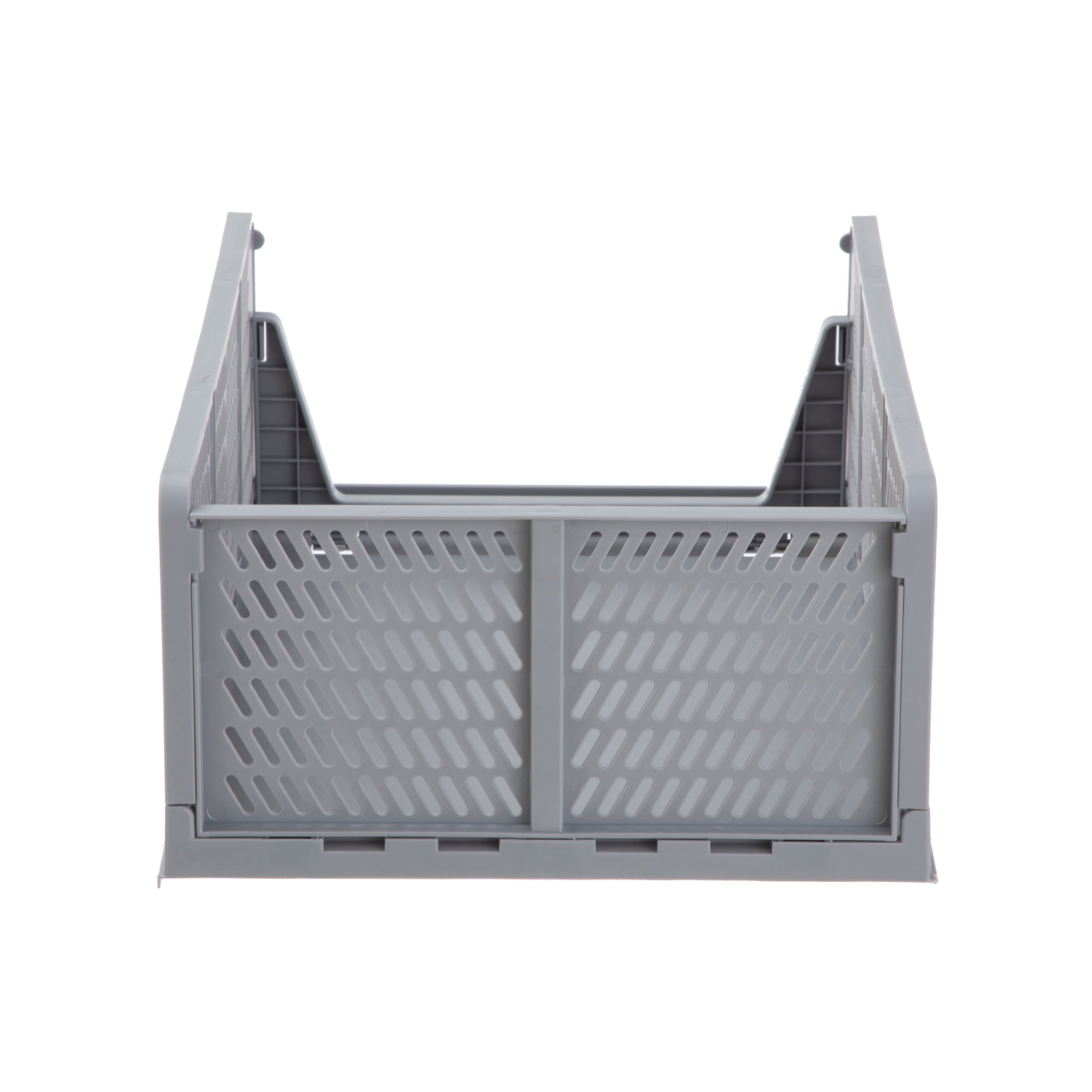 Kids Collapsible Stacking Plastic Storage Bin, Grey, 13 in x 17 in x 1.3 in