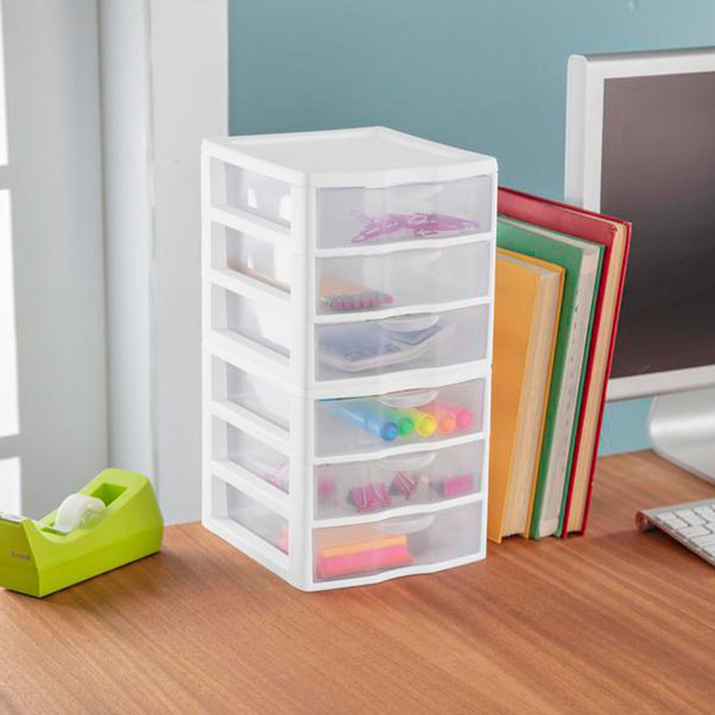 3 Drawer Clear Storage Bin, Desktop Drawer Storage Container, White