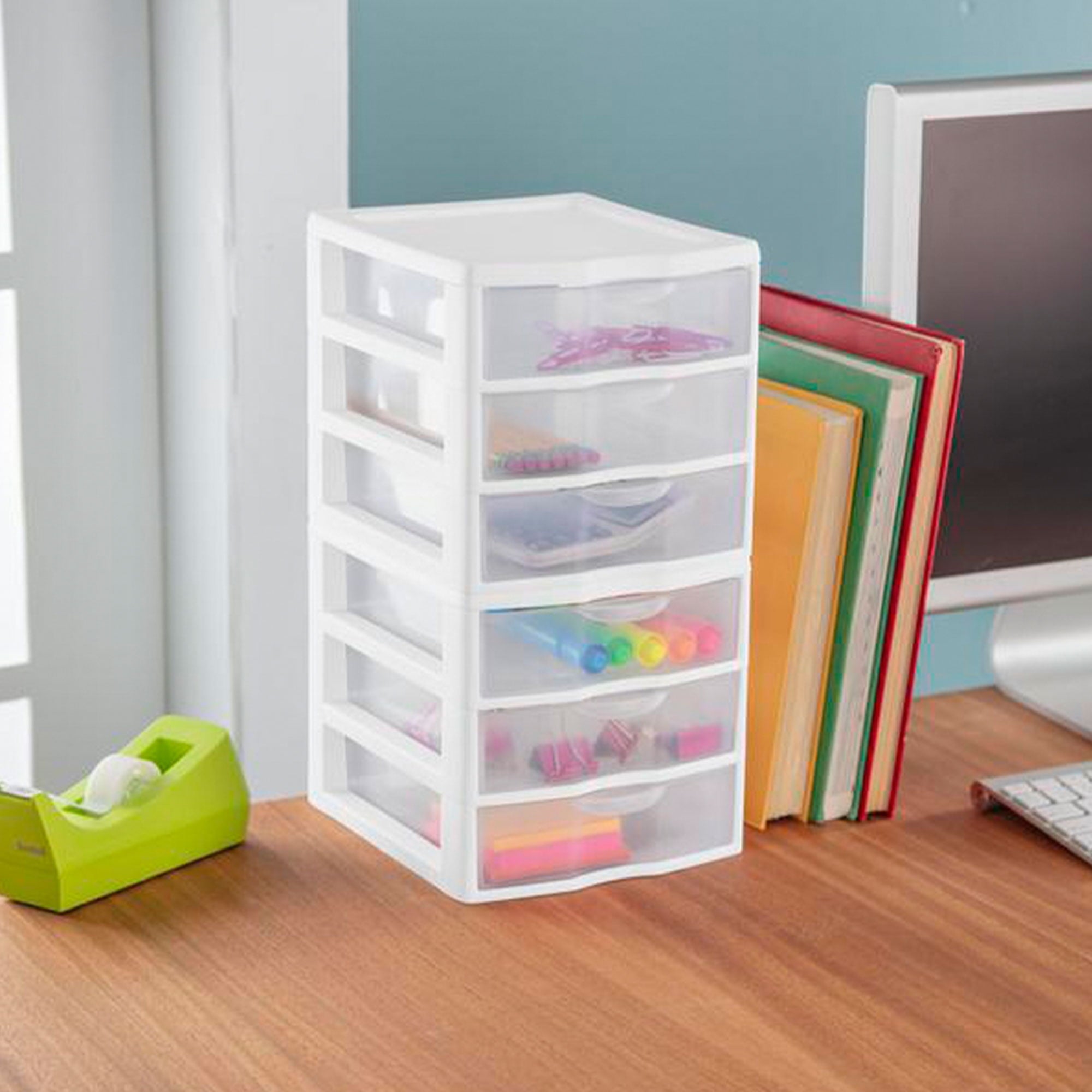 3 Drawer Clear Storage Bin, Desktop Drawer Storage Container, White
