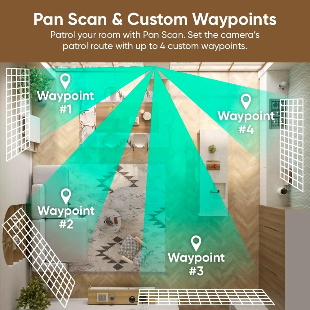 Duo Cam Pan Indoor/Outdoor Smart Security Camera 2K IP65 360° Pan/Tilt with Color Night Vision and Spotlight