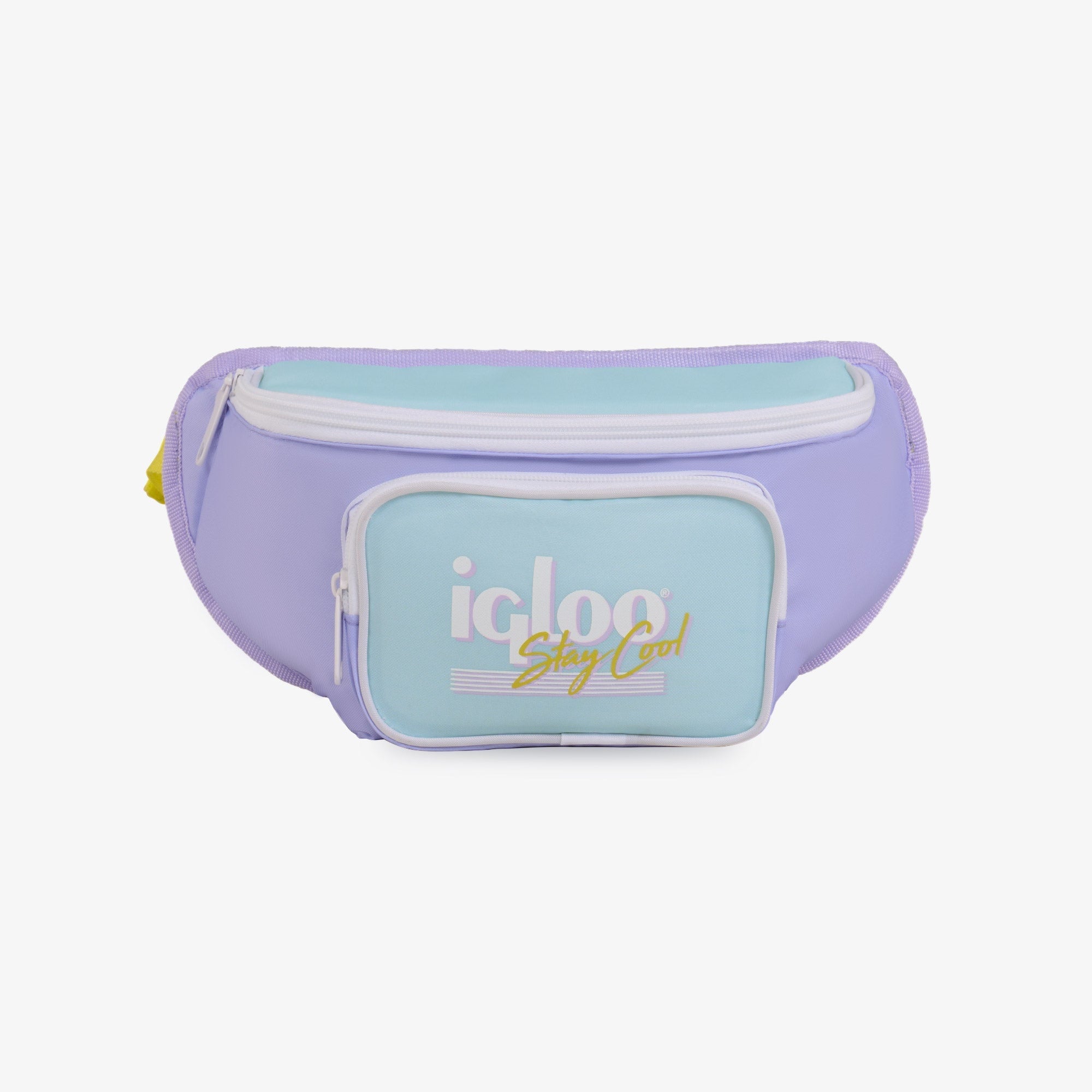 3 can Retro Fanny Pack Cooler Bag, Purple and Aqua Blue
