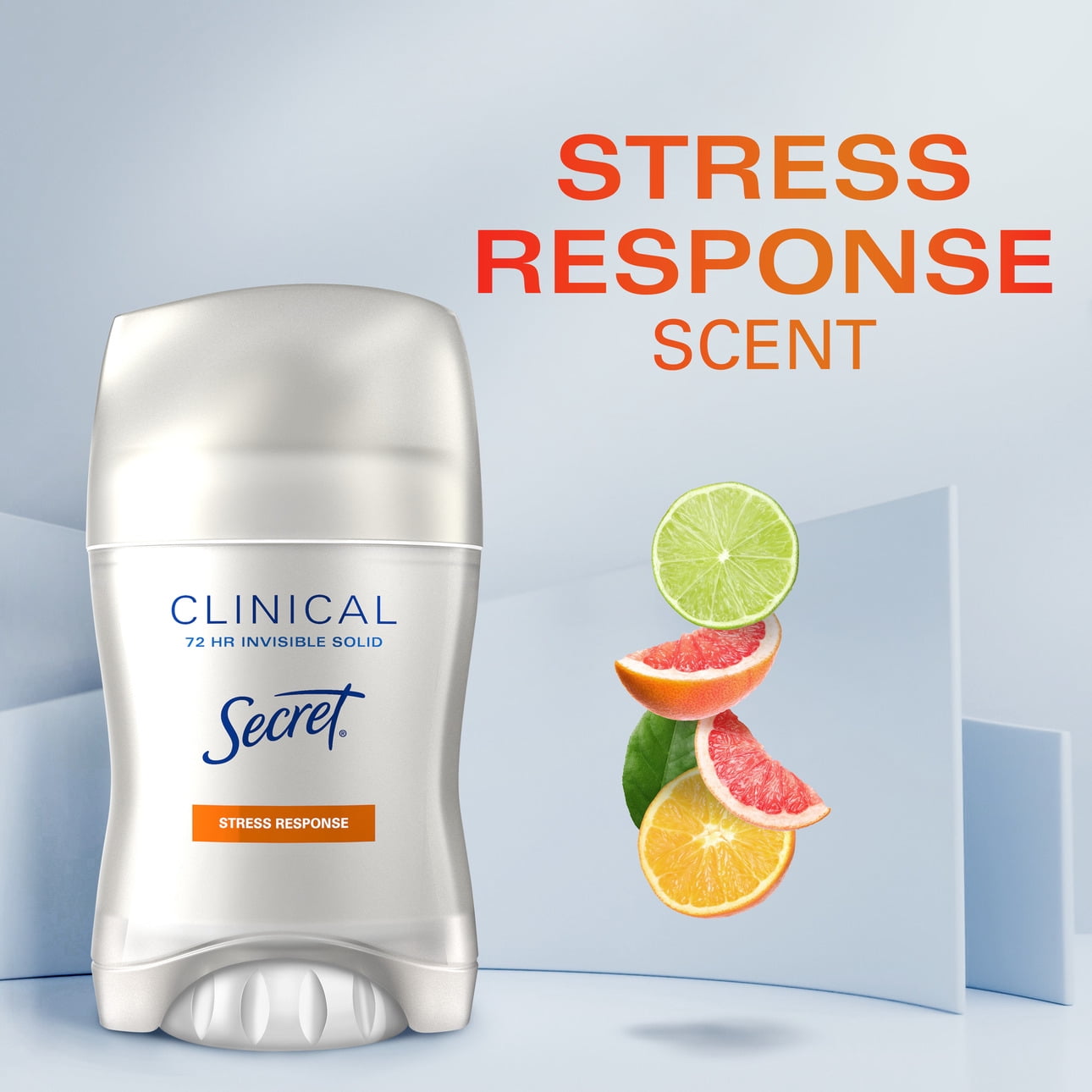 Clinical Invisible Solid Antiperspirant and Deodorant, Stress Response, 1.6 oz (2 Pack)
