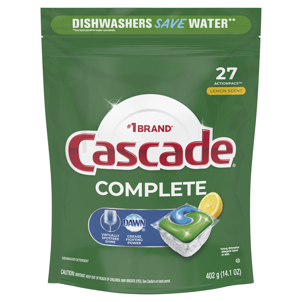 Complete ActionPacs Dishwasher Detergent, Lemon Scent, 27 Count