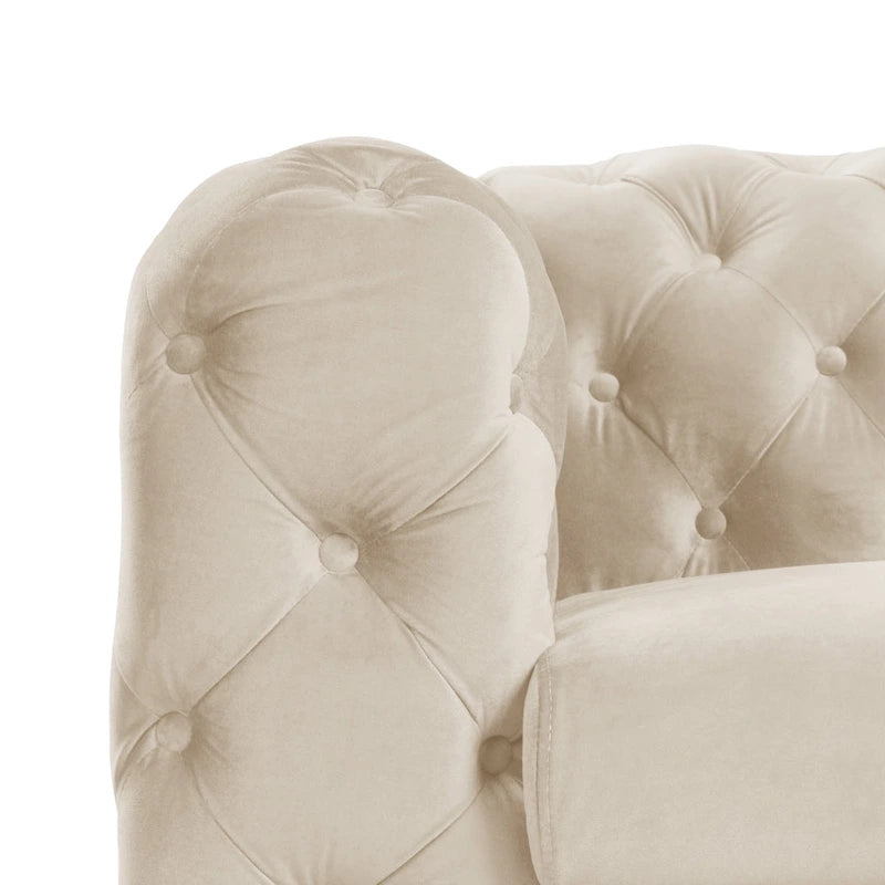 Morden Fort Modern Loveseat Two-Seater Sofa with Dutch Velvet, Solid Wood Frame and Iron Legs