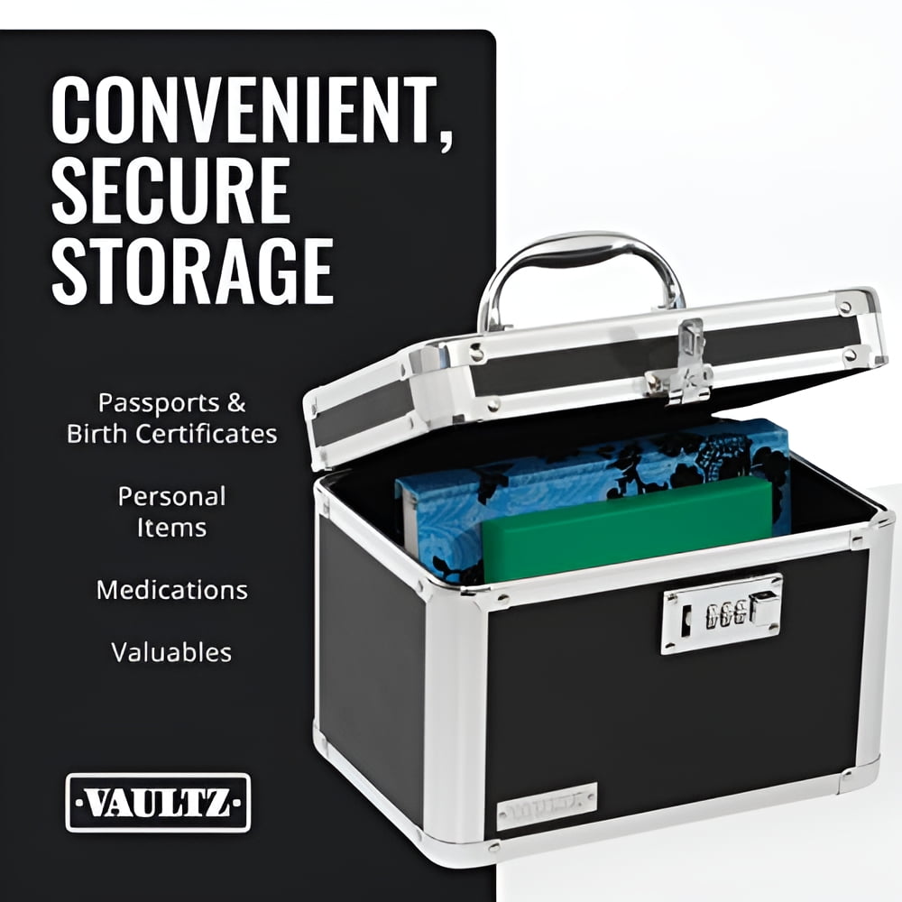 Combo Lock Storage Box, Black, Medium Density Fiberboard, VZ00102-2