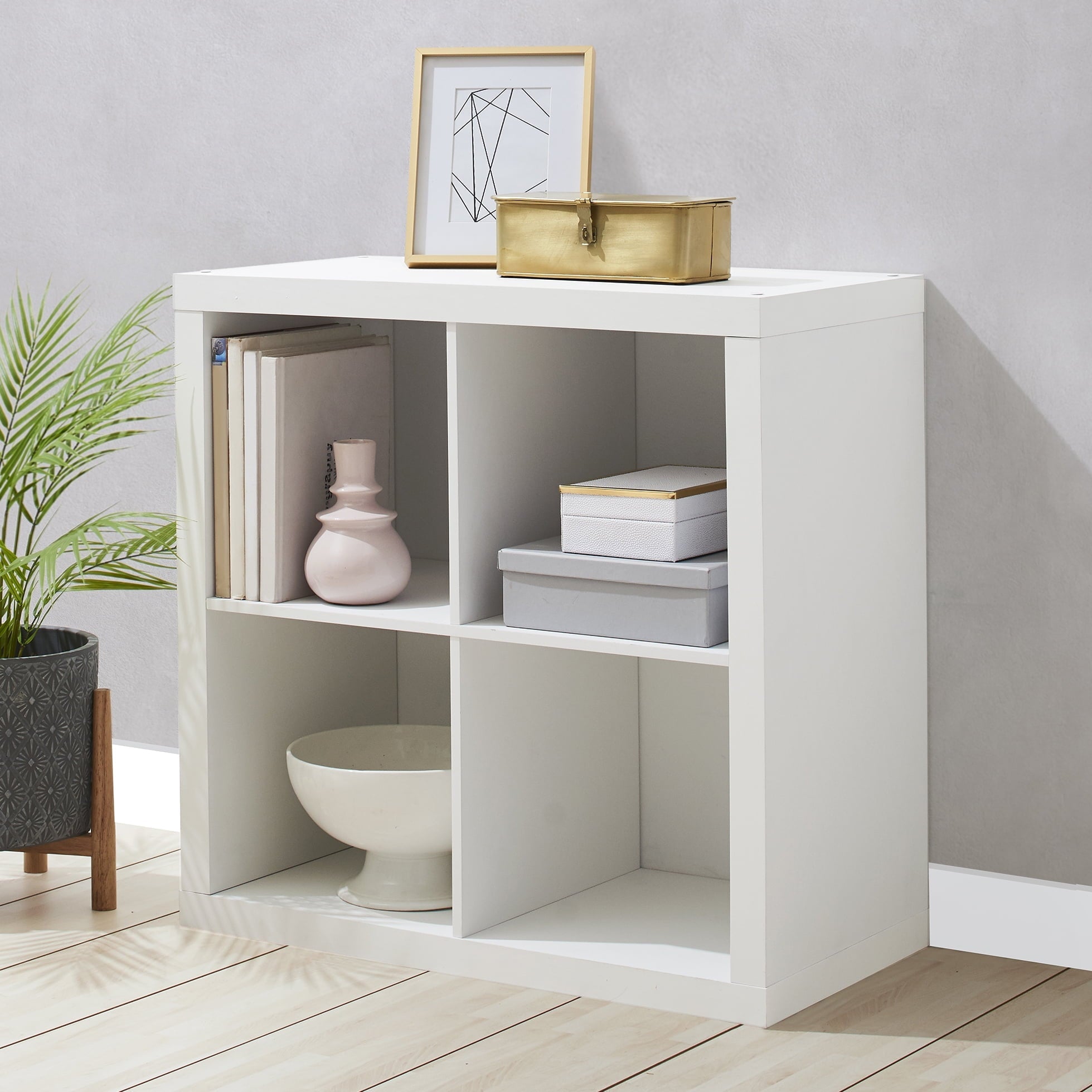 Better Homes & Gardens 4 Cube Storage Organizer, White Texture