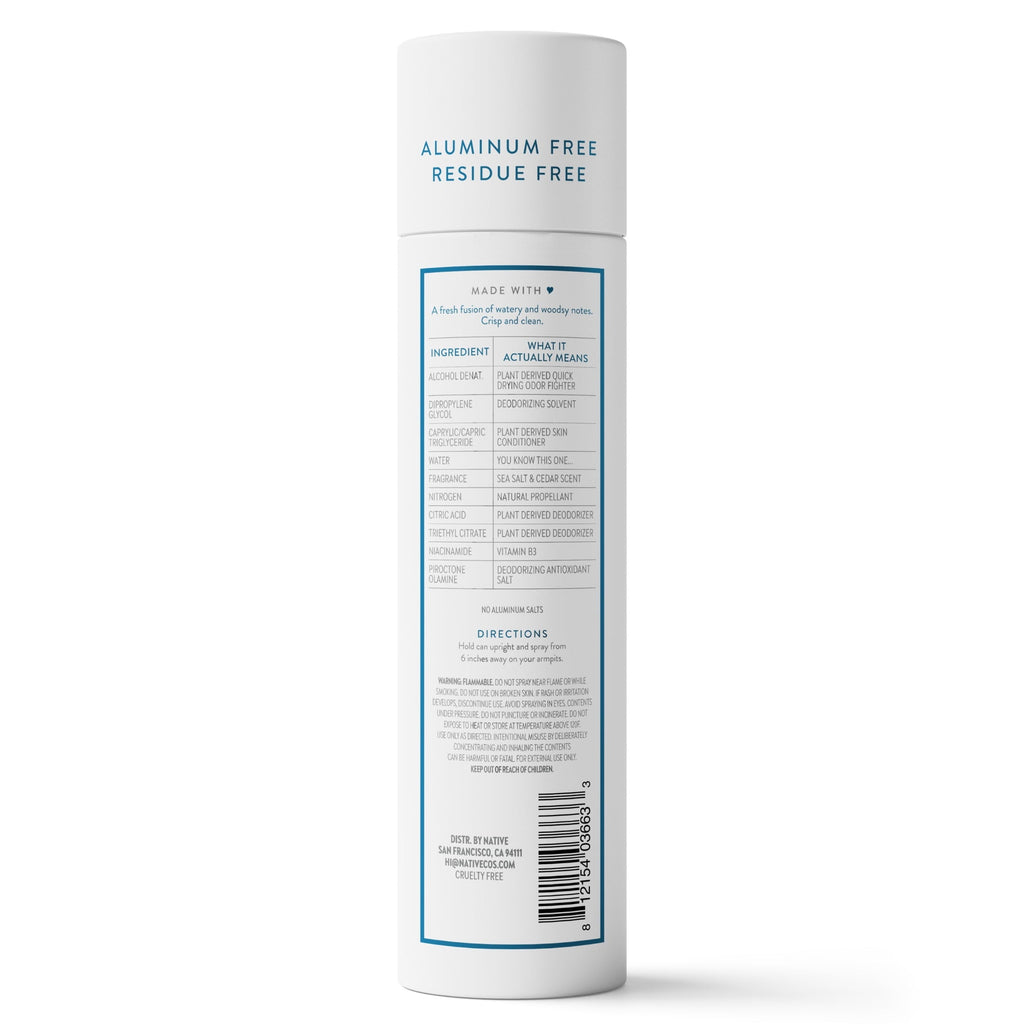 Aluminum Free Deodorant Spray For Men, 72 Hour Deodorant Spray, Sea Salt & Cedar, 3.5oz