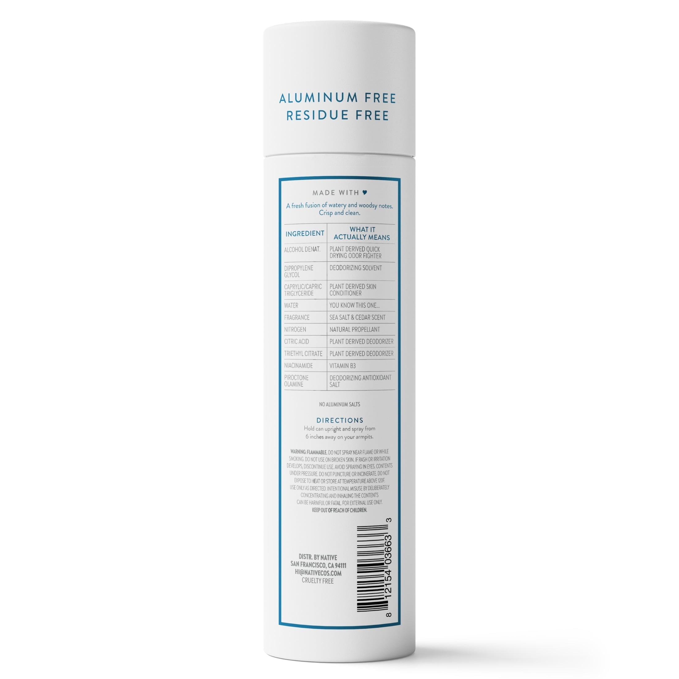 Aluminum Free Deodorant Spray For Men, 72 Hour Deodorant Spray, Sea Salt & Cedar, 3.5oz
