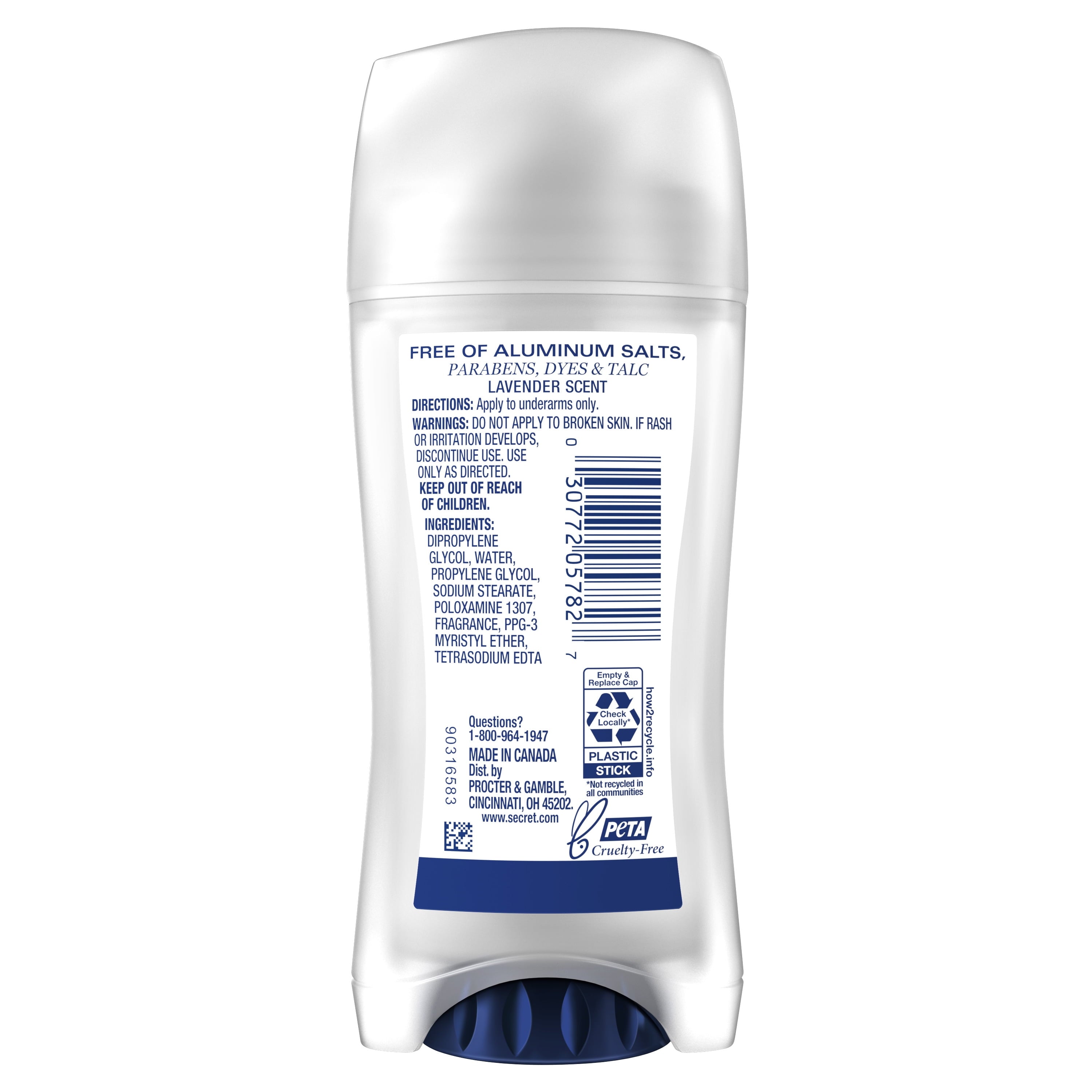 Aluminum Free Deodorant for Women, Clear Solid, Lavender, 2.4 oz