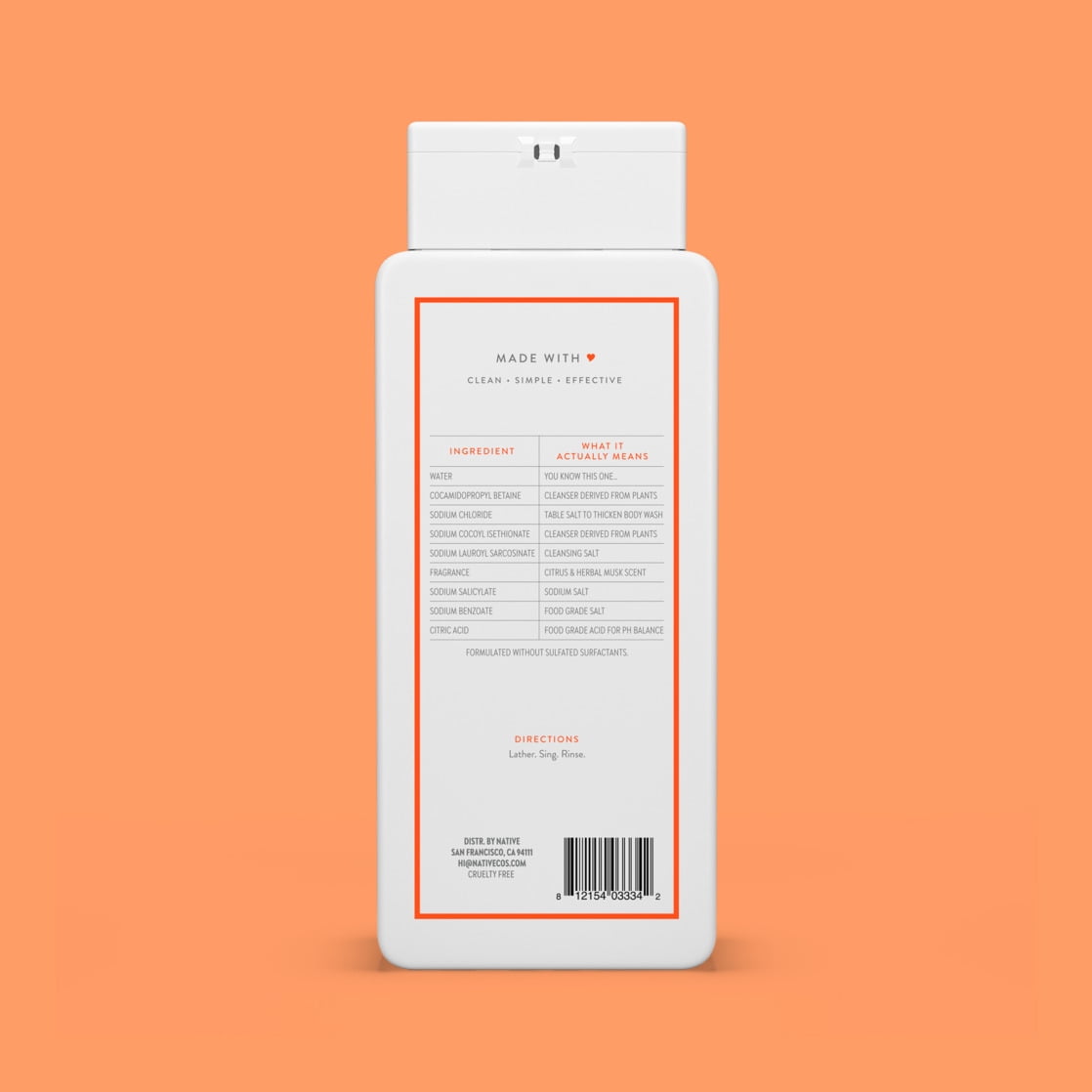 Body Wash, Sweet Peach & Nectar, Sulfate Free, Naturally Derived Ingredients, 24hr Freshness, for Women & Men, 18 fl oz