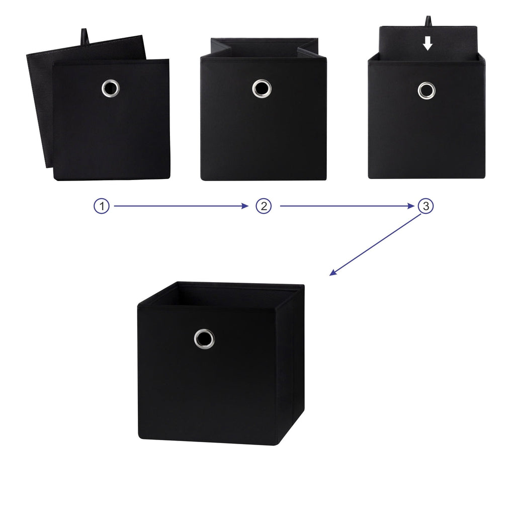 Collapsible Fabric Cube Storage Bin, Rich Black