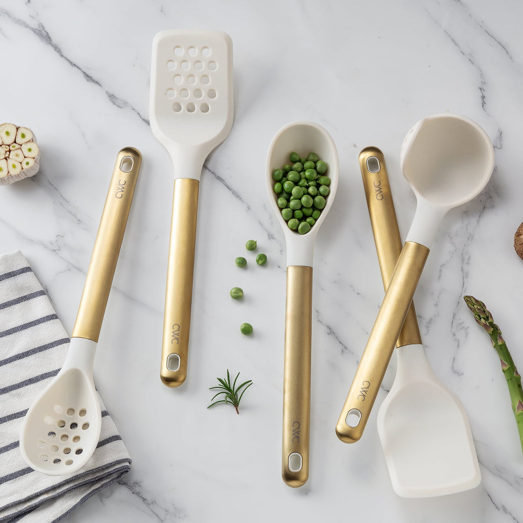 5-Piece Stainless Steel & Silicone Utensil Set – & Nonstick Safe