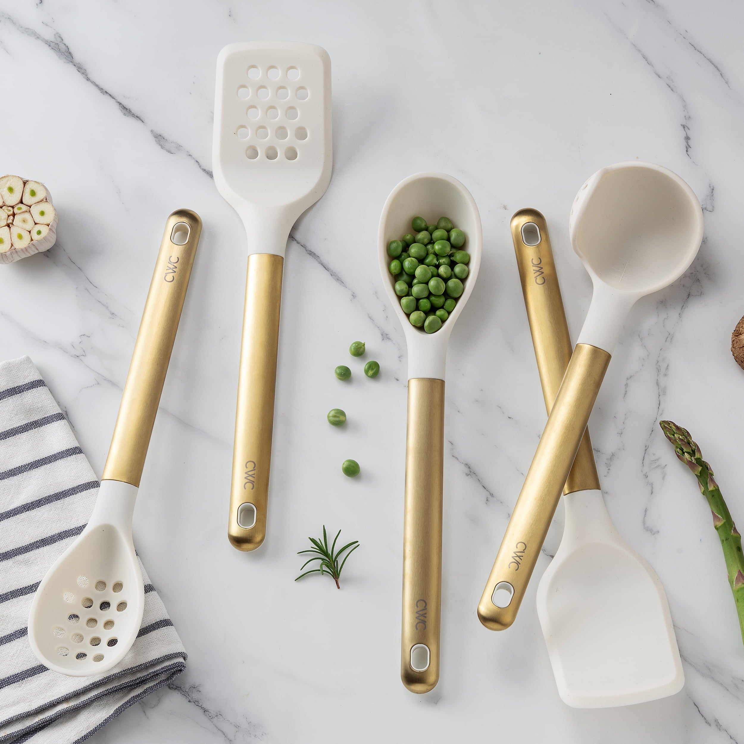 5-Piece Stainless Steel & Silicone Utensil Set – & Nonstick Safe