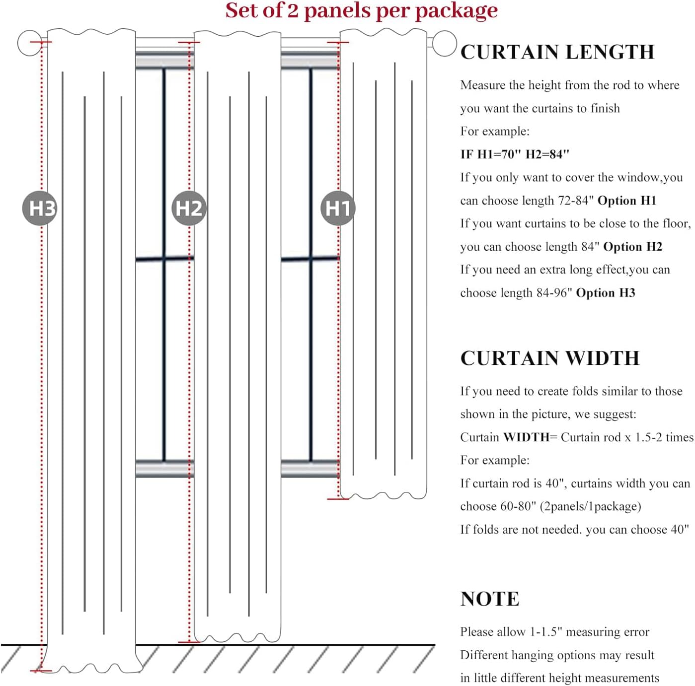 QJmydeco Curtains 100 Inch Length Wide Pleated Blackout Curtain for Sliding Glass Door/Living Room, Farmhouse Birch Linen Thick Boho Bedroom Heavy Insulated Large Window Drapes (100" Wx90 Lx2Panels)