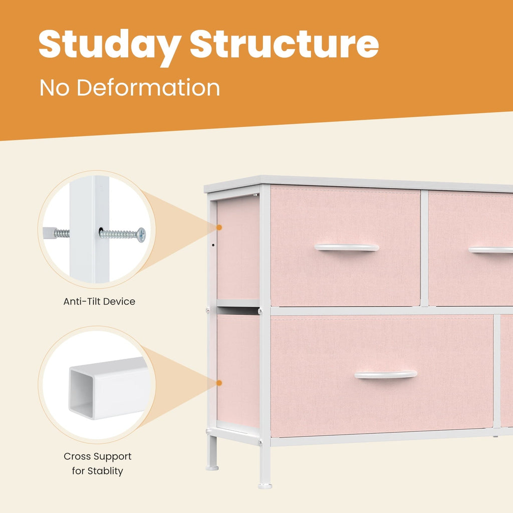9 Drawers Fabric Dresser for Bedroom, Drawer Organizer Storage Cabinet for Closet, Clothes, TV Stand, Light Gary