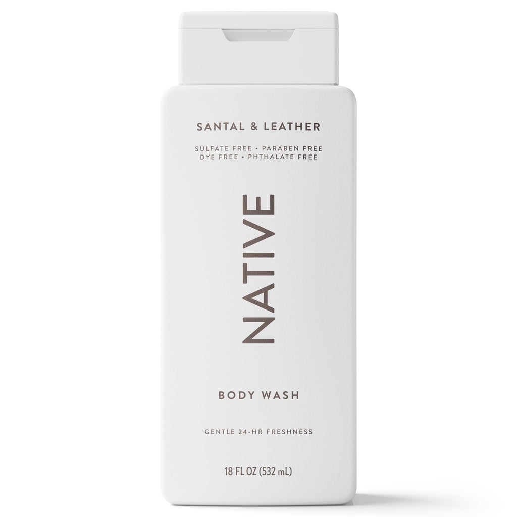 Body Wash, Santal & Leather, Sulfate Free, Naturally Derived Ingredients, 24hr Freshness, for Women & Men, 18 fl oz