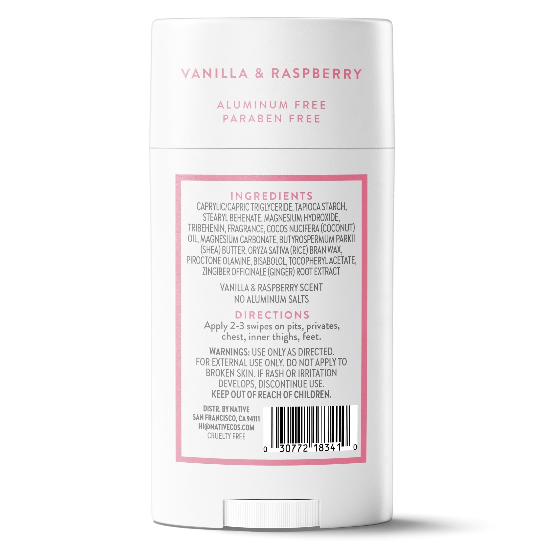Aluminum Free Sensitive Whole-Body Deodorant Stick, Vanilla & Raspberry Scent 2.4 oz