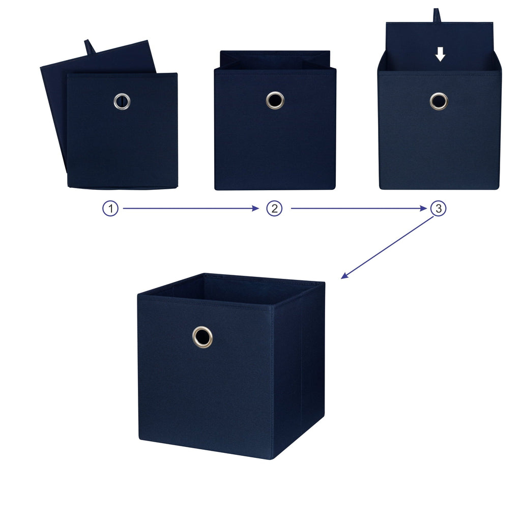 Collapsible Fabric Cube Storage Bins (10.5" x 10.5"), Blue Cove, 4 Pack