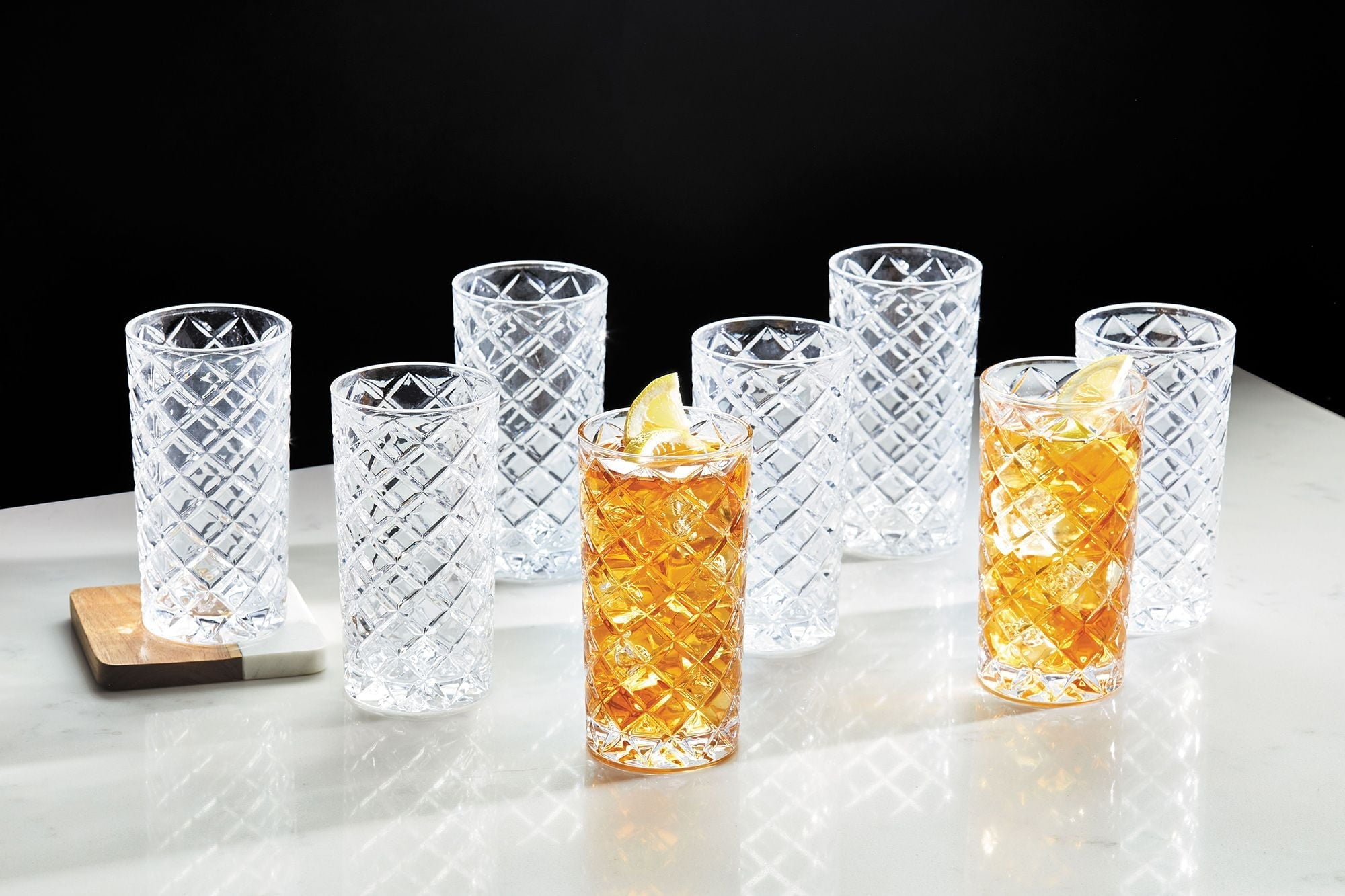 Better Homes & Gardens Diamond Cut Tumbler Clear Drinking Glass, 8 Pack